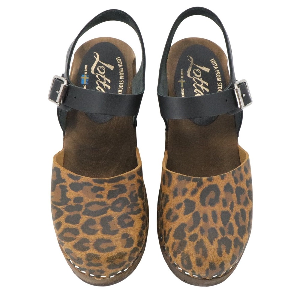 Lotta From Stockholm Leopard Print Highwood Heel Clogs Slingback Size 38 - Picture 4 of 7